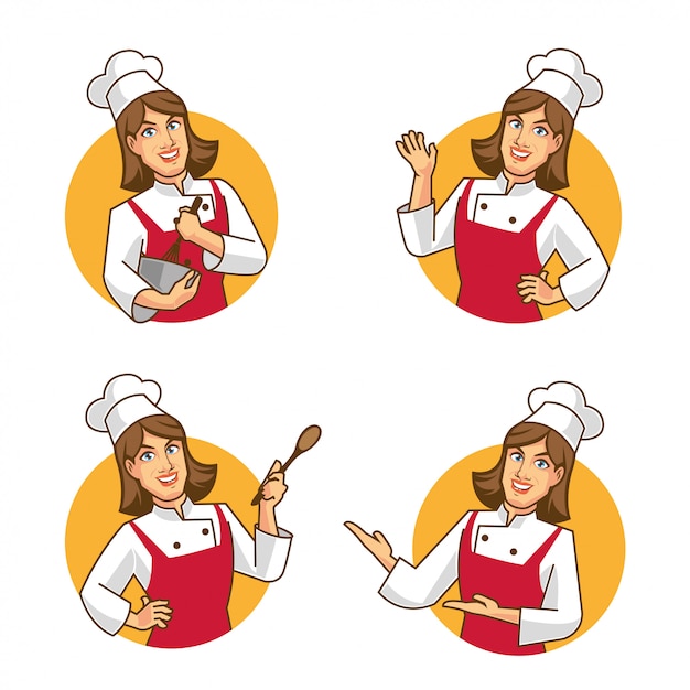 Vetor mulher chef personagem dos desenhos animados design