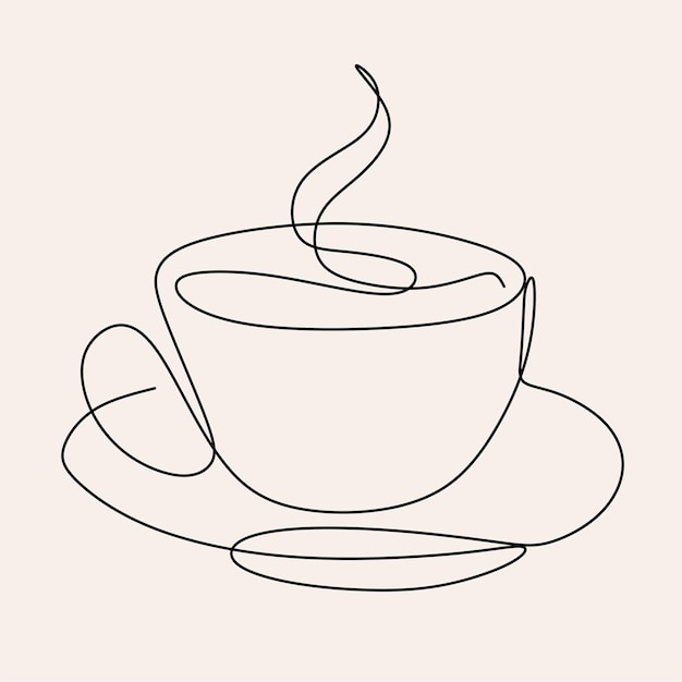 Mulher com arte de linha de café Garota abstrata com logotipo mínimo de xícara Logotipo do café
