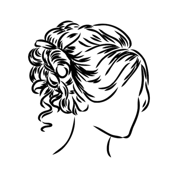 Mulher com elegante coque clássico completo ilustração de penteado de  negócios com cabelo comprido natural | Vetor Premium
