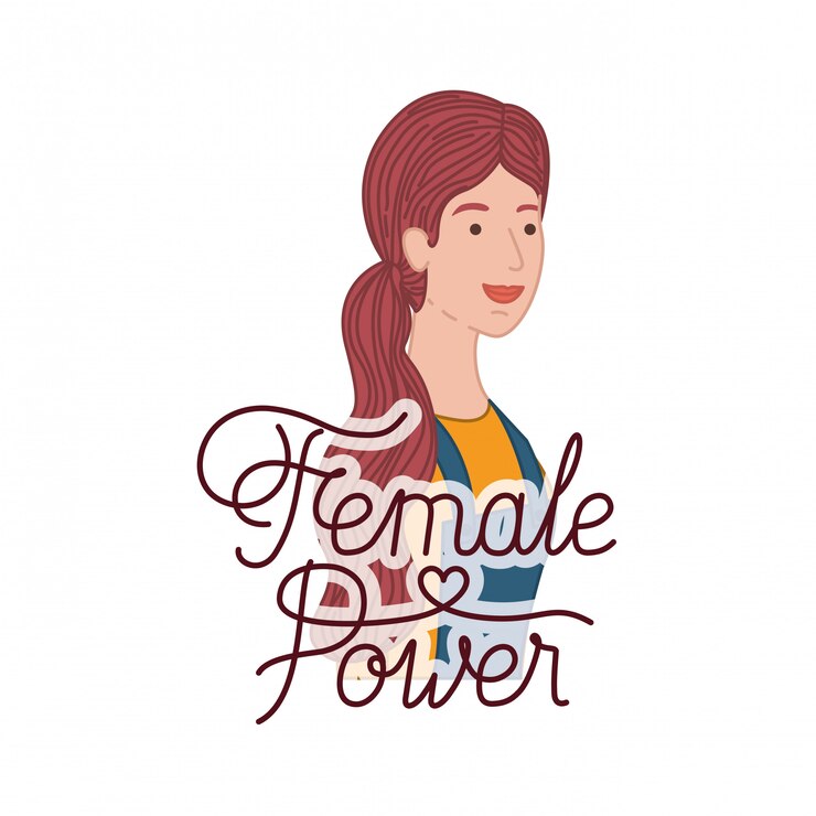 Vetor mulher com personagem de avatar de poder feminino de rótulo