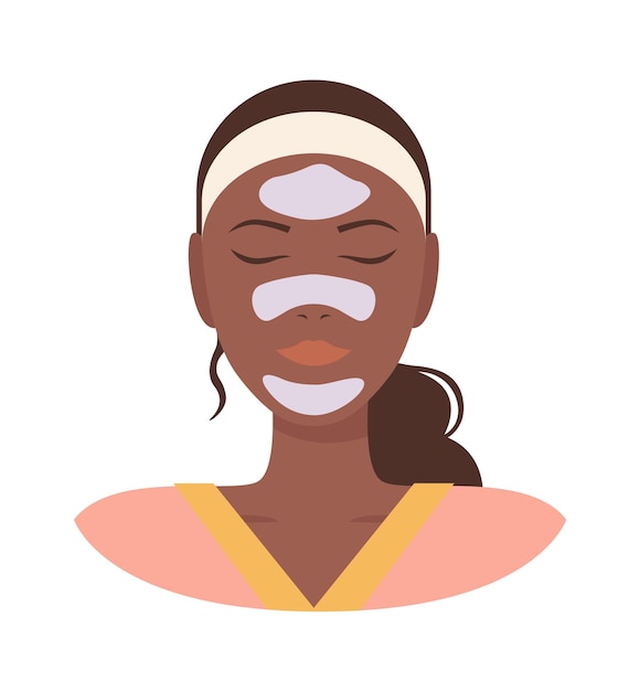 Mulher com uma ilustração vetorial de máscara facial cosmética