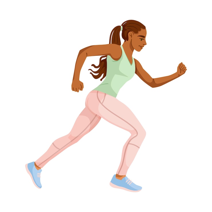Vetor mulher correndo com equipamento atlético em fundo branco ilustração vetorial