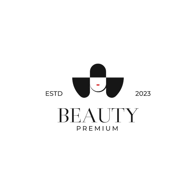 Mulher criativa com ícone de chapéu para ideia de ilustração de design de logotipo de beleza