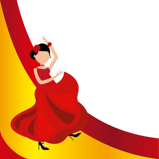 Vetor mulher dançando flamenco clássico ícone da cultura espanhola