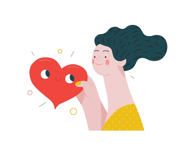 Vetor mulher dando um coração gráficos de valentine