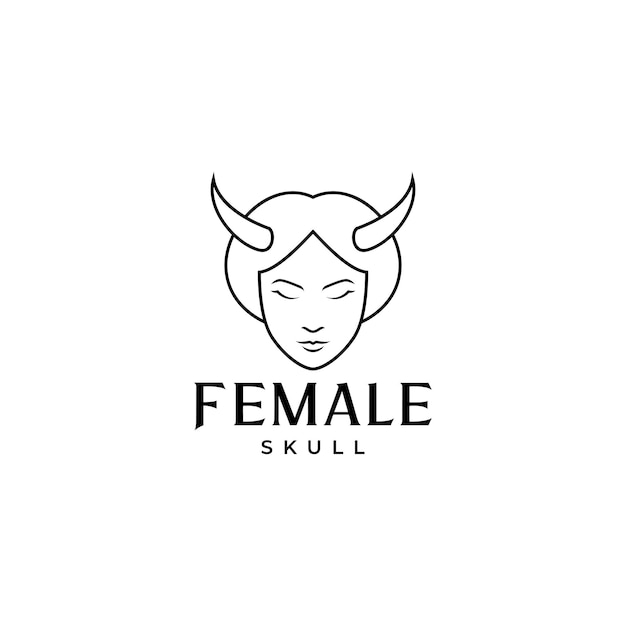 Mulher de beleza facial com design de logotipo de chifre