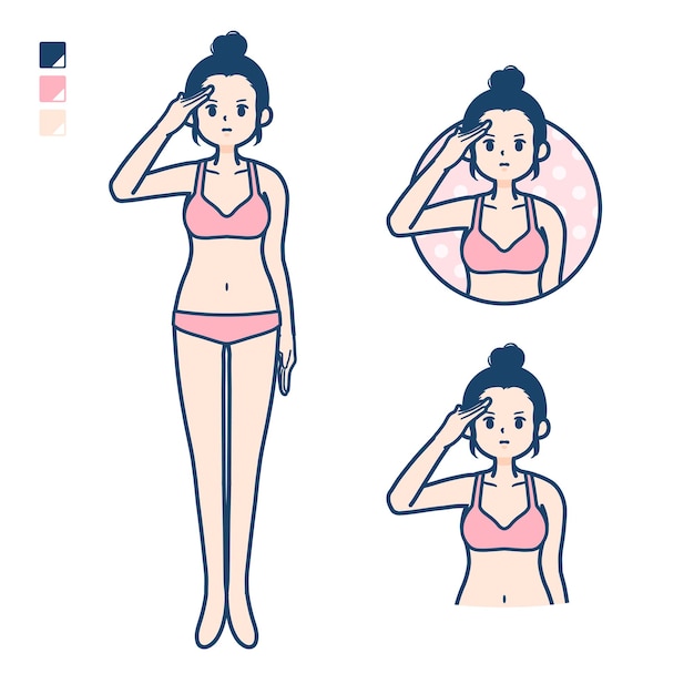 Mulher de cueca simples saudação