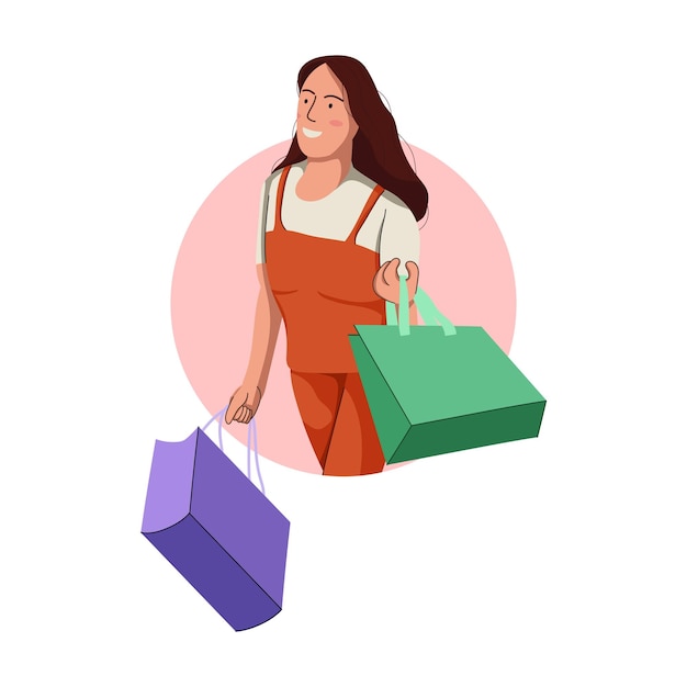 Mulher de moda com saco de compras