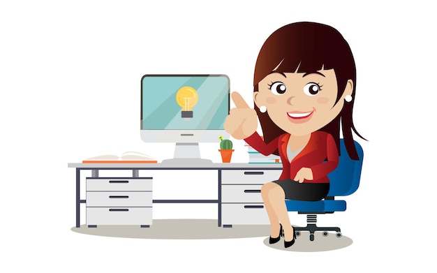 Mulher de negócios ter uma ideia de ilustração