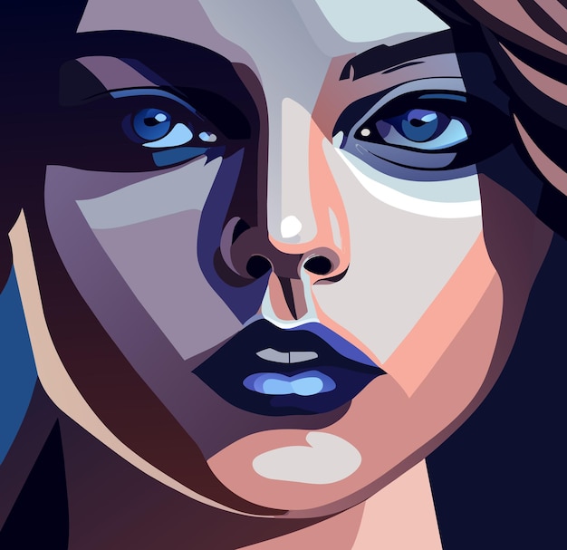 Mulher de olhos azuis e sombras contrastantes