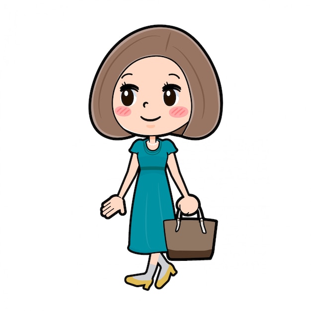 Mulher de personagem bonito de desenho animado