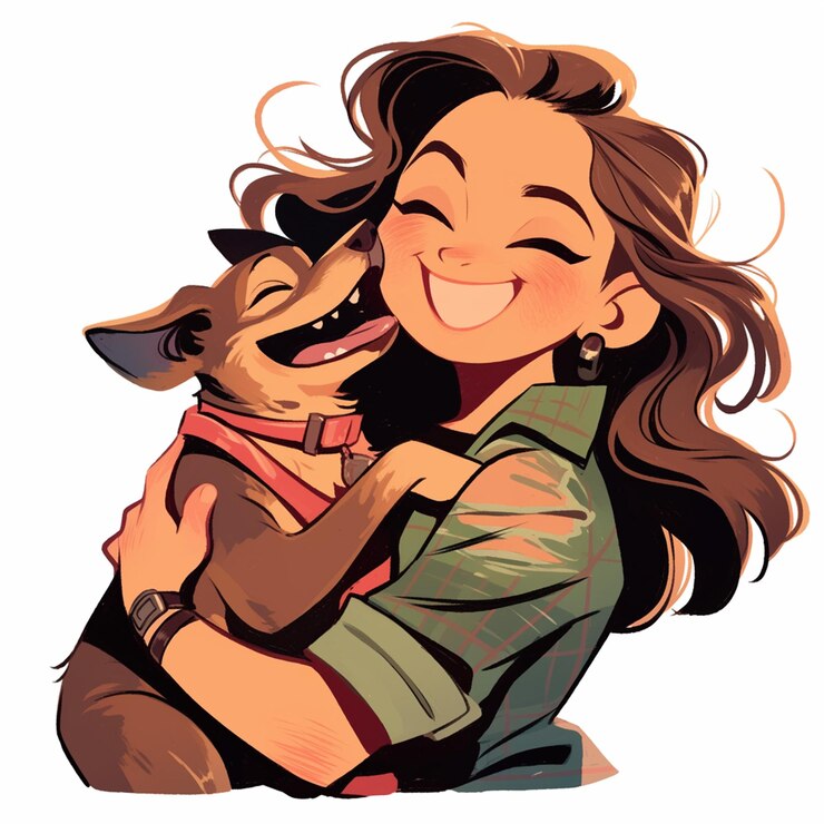Vetor mulher de raça mista na adolescência, voluntária num abrigo de animais