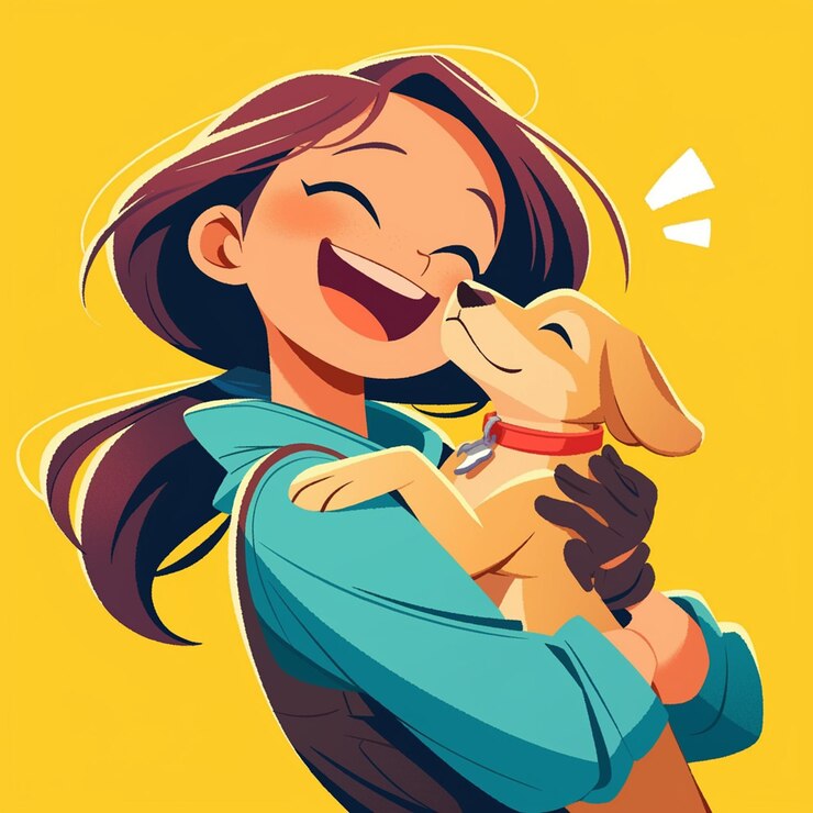 Vetor mulher de raça mista na adolescência, voluntária num abrigo de animais