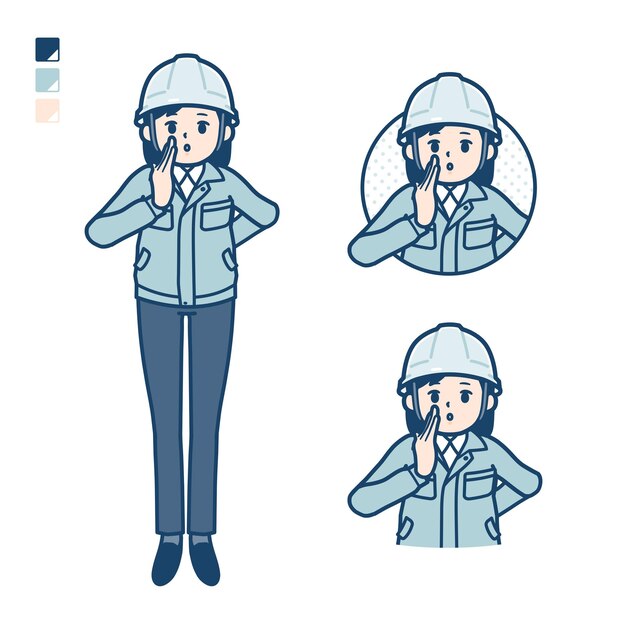 Mulher de roupa de trabalho simples sussurrando