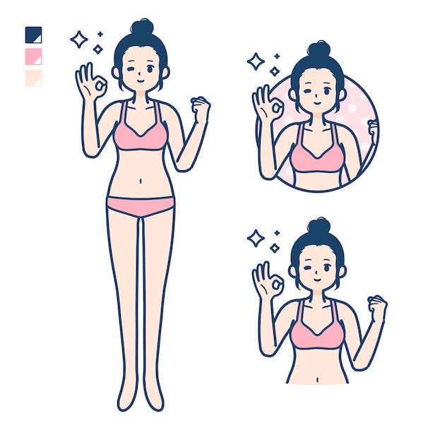 Mulher de roupa íntima simplesOK sinal