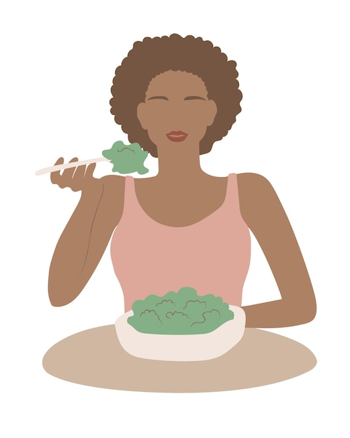 Mulher desfrutando de uma salada saudável