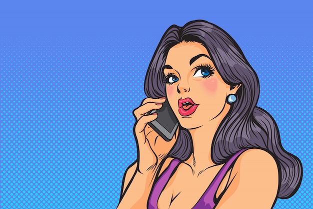 Mulher e telefone na pop art