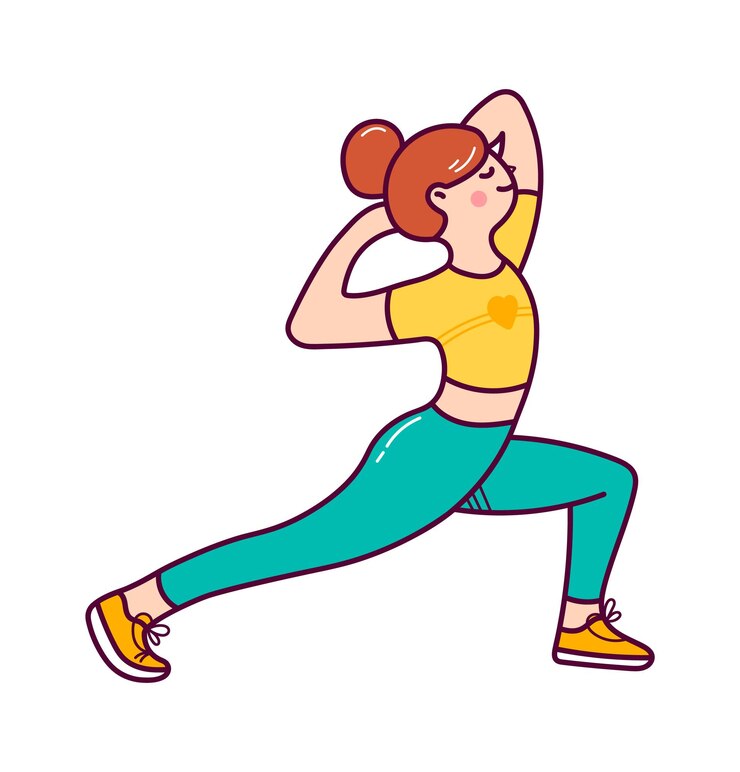 Vetor mulher em exercício estilo de vida saudável ilustração vetorial
