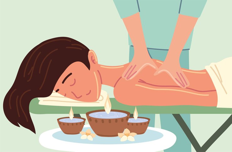 Vetor mulher fazendo uma massagem