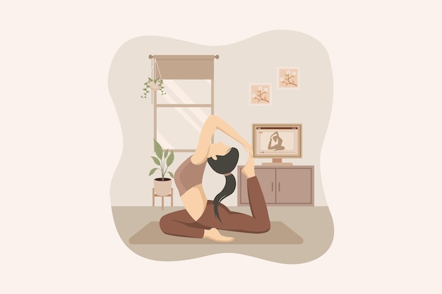 Mulher fazendo Yoga Flat Desenho de Ilustração