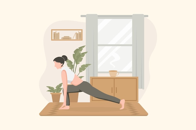 Mulher fazendo Yoga Flat Desenho de Ilustração