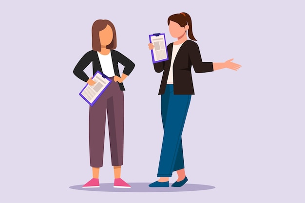 Mulher feliz em áreas de trabalho em agência corporativa Conceito de trabalho em equipe Ilustração de vetor plano colorido é