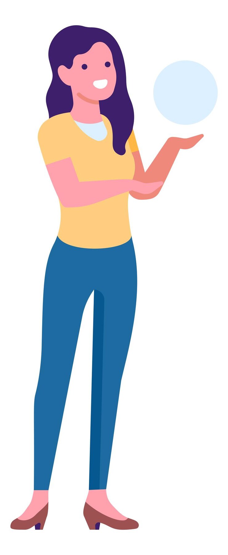 Vetor mulher feliz mostrando algo apresentação de personagem feminina