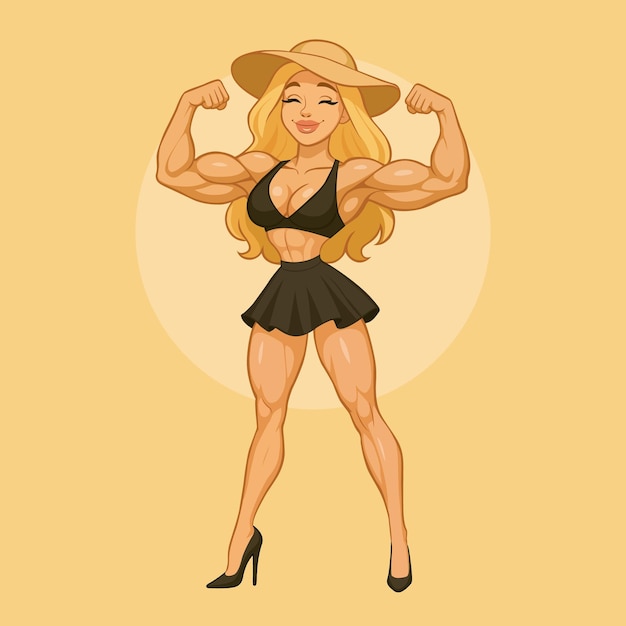 Mulher forte e confiante mostrando seus músculos