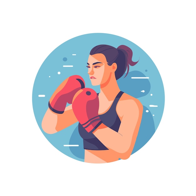 Mulher forte envolvida em uma ilustração vetorial de boxe