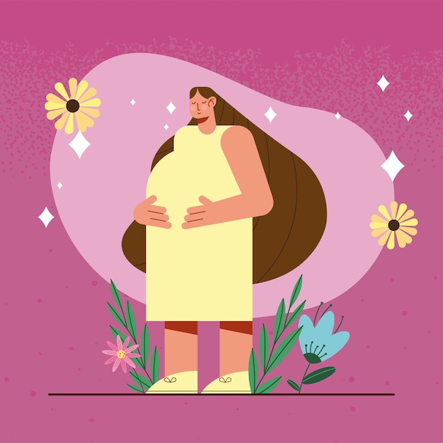Mulher grávida no personagem de jardim