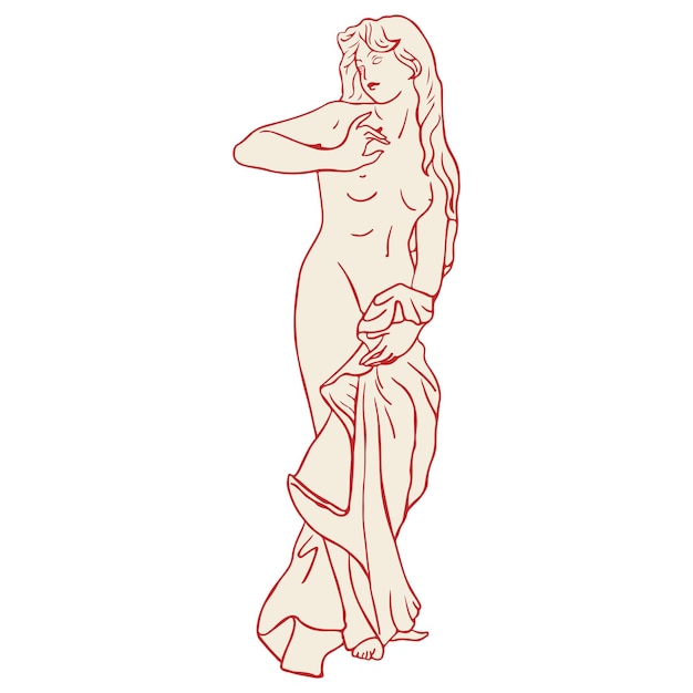 Mulher grega escultura antiga escultura clássica escultura antiga mão desenhada boho cores escultura clássica estilo moderno