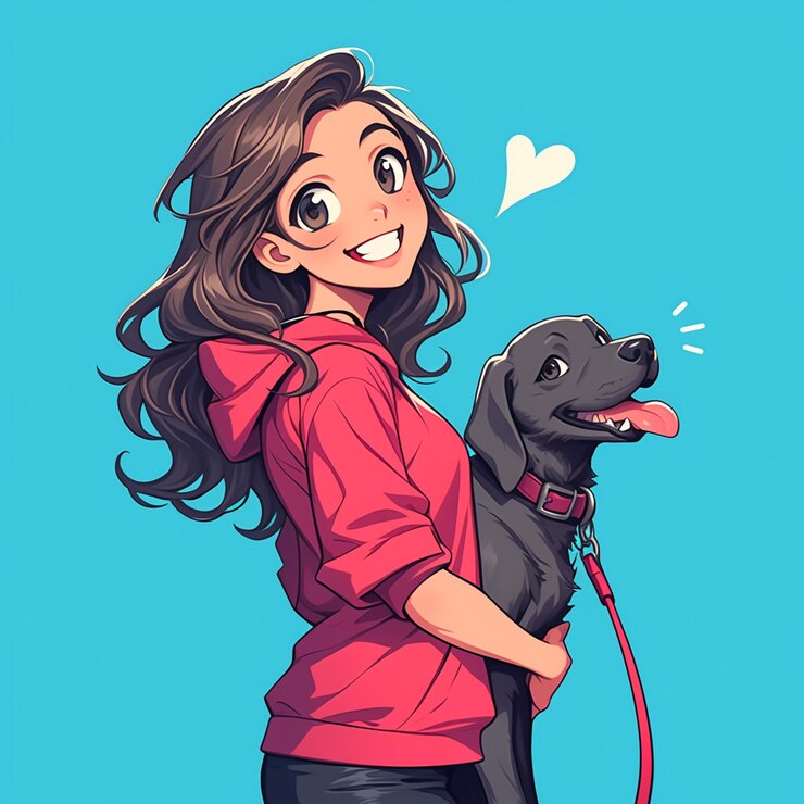Vetor mulher hispânica de 40 anos treina um cão