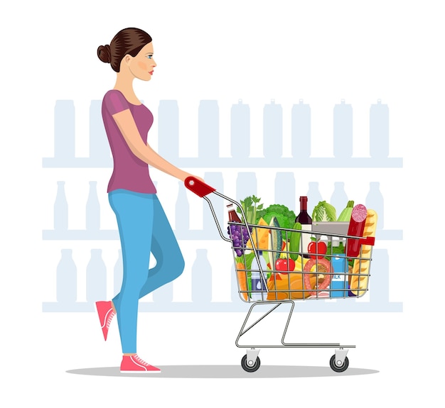 Mulher jovem comprando mantimentos