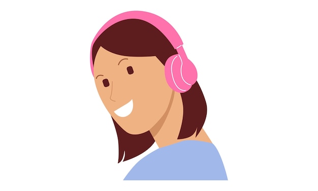 Mulher jovem feliz ouvindo música em fones de ouvido sem fio