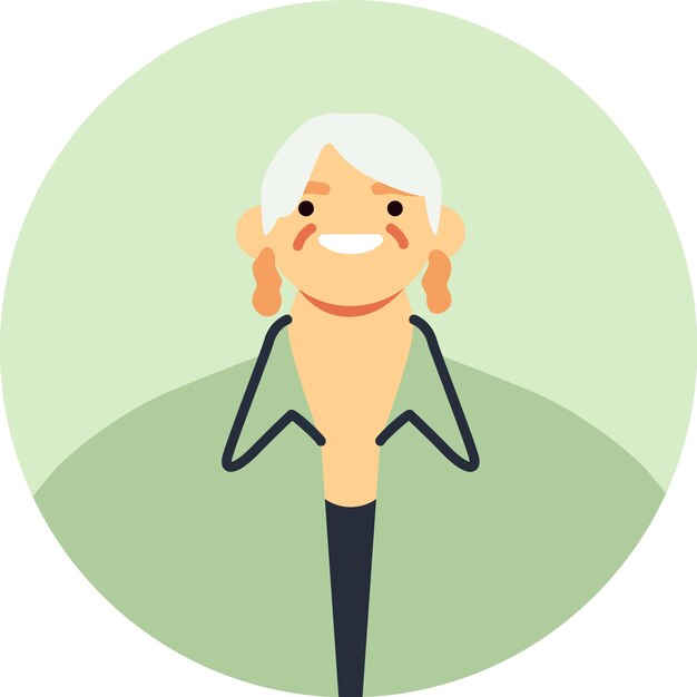 Mulher mais velha alegre com cabelos grisalhos vestindo um casaco verde e brincos distintos criando um ícone de avatar positivo e acessível para plataformas on-line