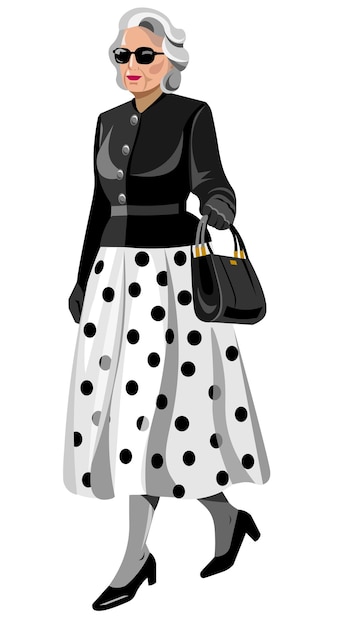 Mulher mais velha elegante com pontinhos