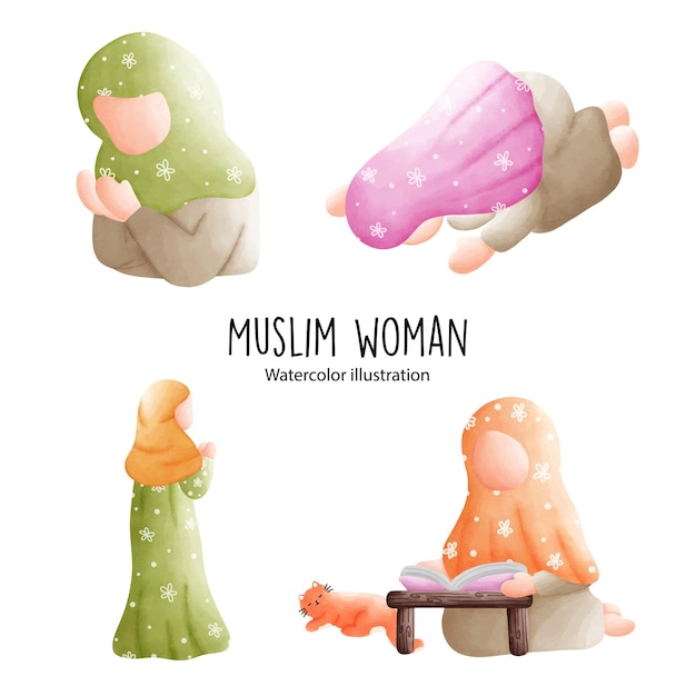 Mulher muçulmana rezando ilustração vetorial