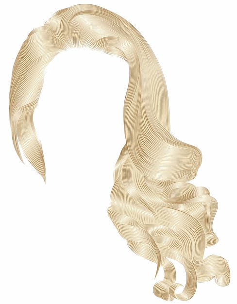 Mulher na moda cabelo longo encaracolado morena peruca loiro cores castanhas. 3d realista.