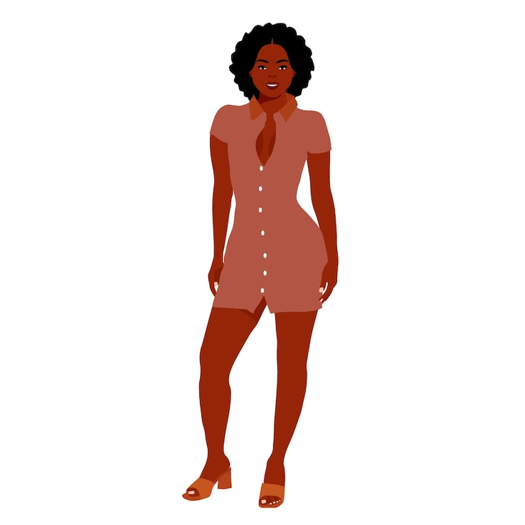Vetor mulher negra afro elegante em estilo de arte elegante vetor