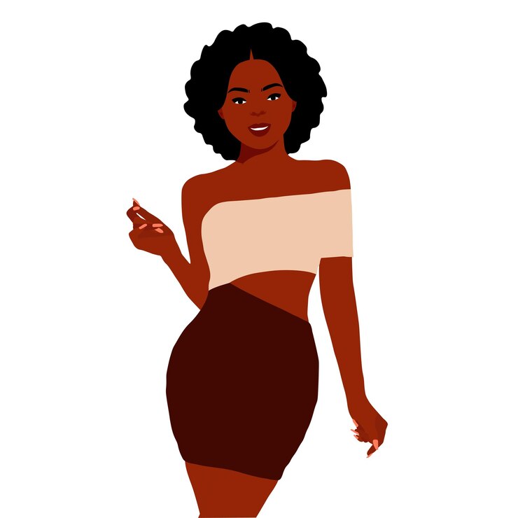 Vetor mulher negra afro elegante em vetor de estilo artístico elegante.