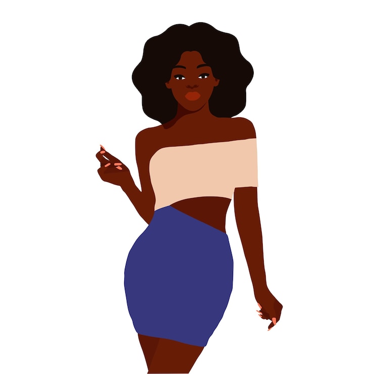 Vetor mulher negra afro elegante em vetor de estilo artístico elegante.