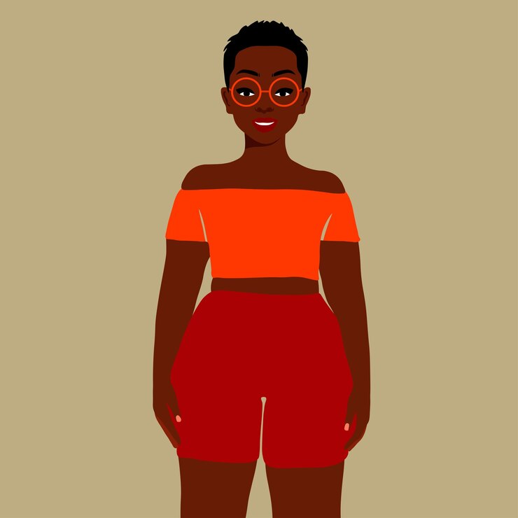 Vetor mulher negra afro elegante em vetor de estilo artístico elegante