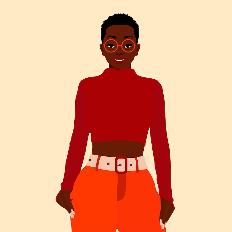 Vetor mulher negra afro elegante em vetor de estilo artístico elegante