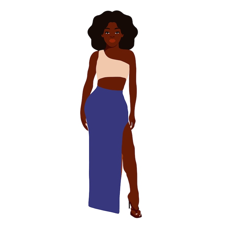 Vetor mulher negra afro em estilo de arte elegante vetor
