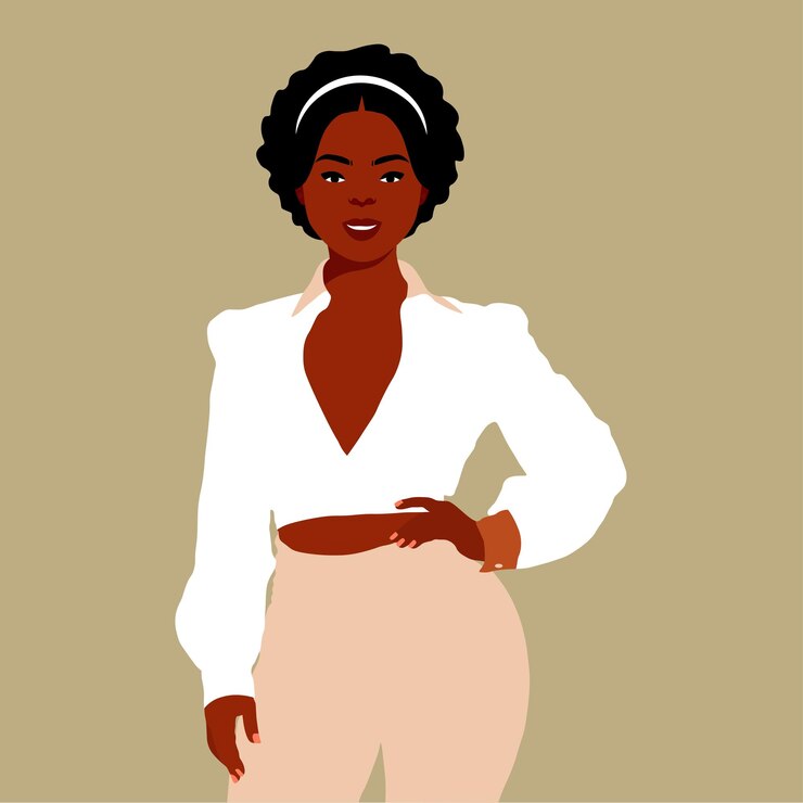 Vetor mulher negra afro em vetor de estilo artístico elegante.