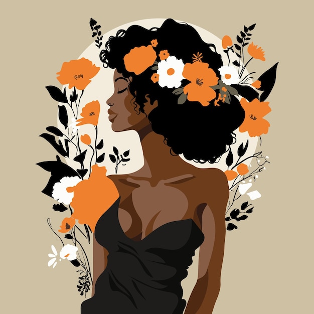 Mulher negra com plantas estilo boho