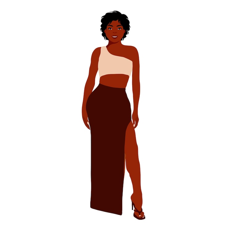 Vetor mulher negra elegante em vetor de estilo de arte elegante