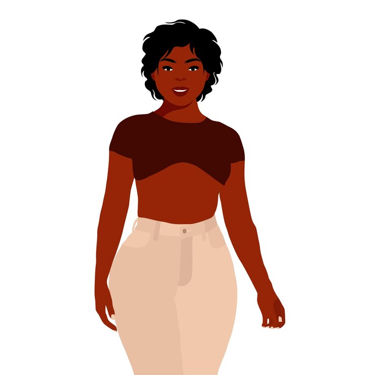 Vetor mulher negra moderna e elegante em estilo de arte elegante