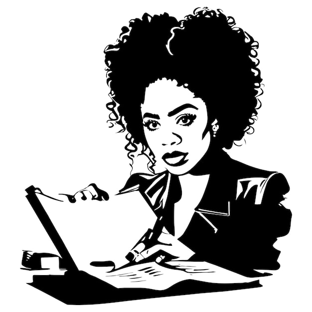 Vetor mulher preta pintando à mão desenhada plana estilosa adesivo de desenho animado conceito de ícone ilustração isolada