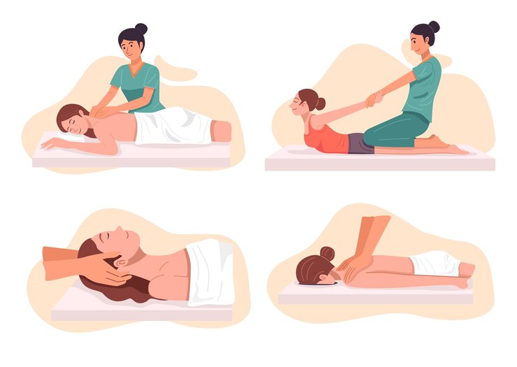 Mulher recebendo uma massagem relaxante Vetor grátis